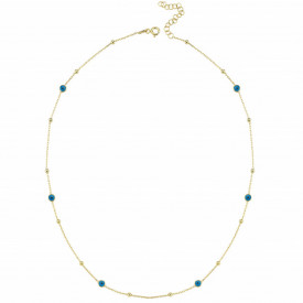 Gold Plated Sterling Silver Necklace Small Blue Evil Eye Charms