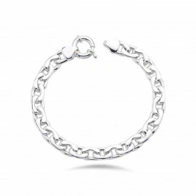 Modern Round Clasp Rolo Sterling Silver Bracelet Sleek Durable