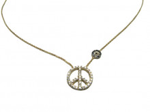Peace Sign Necklace with Evil Eye Charm Handmade Silver Jewelry
