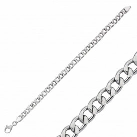 Polished Curb Chain Sterling Silver Bracelet Unisex Jewelry