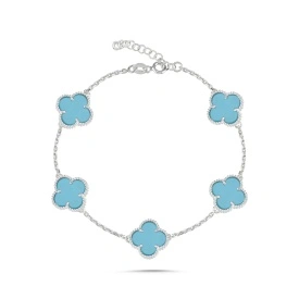 Sky Blue Clover Motif Bracelet in 925 Sterling Silver – Contemporary Wholesale Jewelry