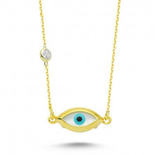 Yellow Gold Evil Eye Necklace Mother of Pearl Sterling Silver