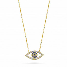 925 Sterling Silver Evil Eye Necklace with CZ Stones Design