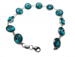 Blue Glass Evil Eye Bracelet Sterling Silver Turkish Design