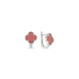 Coral Clover Huggie Earrings in 925 Sterling Silver – Trendy Women’s Wholesale Jewelry