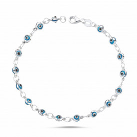 Dainty Evil Eye Bracelet Handmade 925 Sterling Silver Jewelry