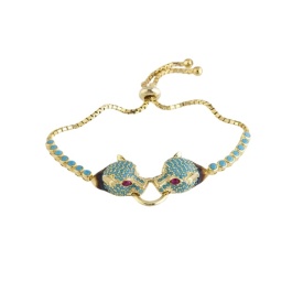 Gold-Plated Adjustable Bracelet with Twin Leopard Head Design