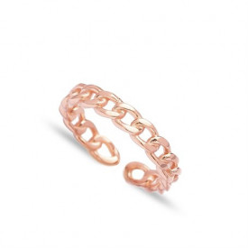 Rose Gold Cuban Link Ring in Sterling Silver