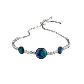 Silver Adjustable Bracelet with Iridescent Abalone Shell Accents