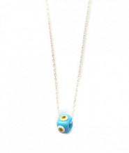 Turkish Handmade Evil Eye Bead Necklace Sterling Silver Chain