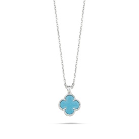 Turquoise Clover Pendant Necklace in 925 Sterling Silver – Wholesale Women’s Fashion Jewelry