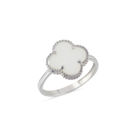 White Clover Ring Crafted from 925 Sterling Silver – Elegant Wholesale Jewelry for Women