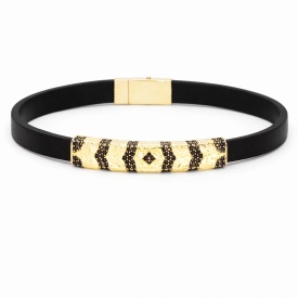 Wholesale 925 Sterling Silver Gold Patterned Tube Black Rubber Men’s Bracelet – Bulk Export Collection