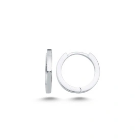 925 Sterling Silver Rhodium Plated Small Plain Huggie Hoop Earrings
