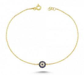 Dainty Evil Eye Bracelet with Cubic Zirconia 925 Sterling Silver