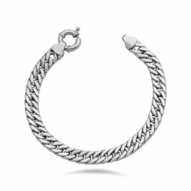 Elegant Round Clasp Flat Curb Silver Bracelet Timeless Design