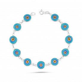 Evil Eye Beaded Bracelet Silver Handmade Turkish Jewelry