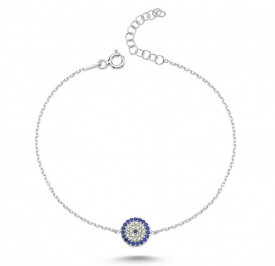 Evil Eye Protection Bracelet Cubic Zirconia Handmade 925 Silver