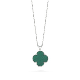 Green Malachite Look Clover Necklace in 925 Sterling Silver – Elegant Wholesale Jewelry for Women