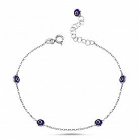 Purple Evil Eye Sterling Silver Bracelet Elegant Protective