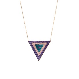 Silver Multi Toned Triangle Pendant Necklace Modern Statement