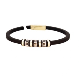 Triple Pavé Spacer Bead Brown Leather Men’s Bracelet – Wholesale 925 Sterling Silver Turkish Supply