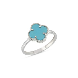 Turquoise Clover Stackable Ring in 925 Sterling Silver – Chic Wholesale Jewelry for Women