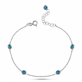Blue Evil Eye Sterling Silver Bracelet Stylish Protection