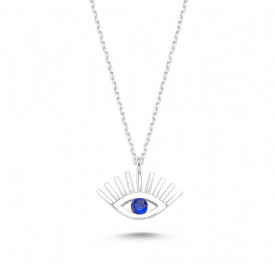 Evil Eye Necklace with Blue CZ Accent Turkish Wholesale Jewelry