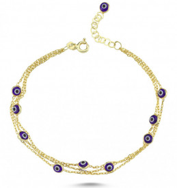 Gold-Plated Multi-Layer Evil Eye Charm Bracelet