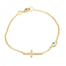 Gold Plated White Cross Evil Eye Bracelet Silver Wholesale