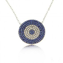 Handmade Sterling Silver Necklace with Blue Evil Eye Pendant