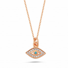 Tiny Turkish CZ Evil Eye Necklace Gold-Plated Wholesale Jewelry