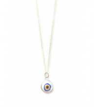 Turkish white evil eye bead necklace on a sterling silver chain, featuring a handcrafted symbolic design.