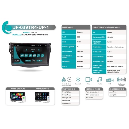 Autoradio per Toyota RAV4 dal 2006 al 2012 con Navi+Retro JF Sound JF-039TR4-1 - Img 2