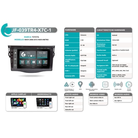 Autoradio per Toyota RAV4 dal 2006 al 2012 con Navi+Retro JF Sound JF-039TR4-1 - Img 4