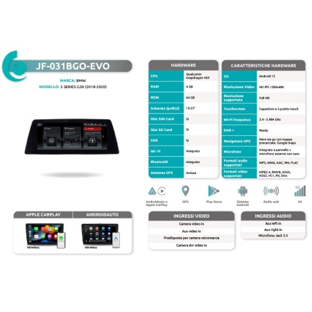 Autoradio per BMW Serie 5 G30 dal 2018 al 2020 JF Sound JF-031BGO-EVO - Img 4