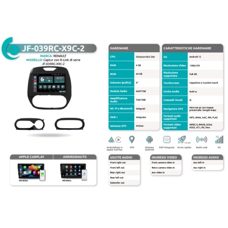 Autoradio per Renault Captur dal 2013 al 2016 con R-Link di serie JF Sound JF-039RC-X9C-2 - Img 2