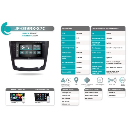Autoradio per Renault Kadjar dal 2015 al 2019 JF Sound JF-039RK - Img 4