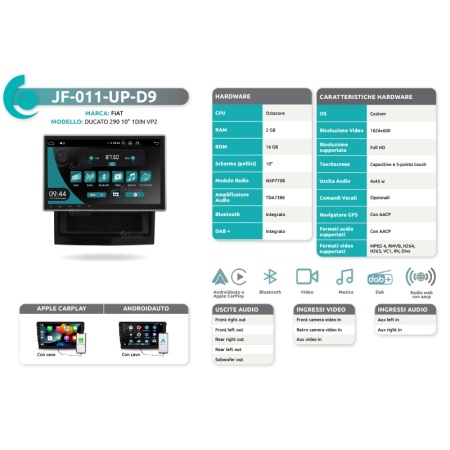 Autoradio per Fiat Ducato 290 dal 2014 JF Sound JF-011-D9 - Img 2