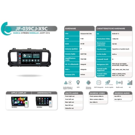 Autoradio 9&quot; per Peugeot Expert &amp; Traveller dal 2016 JF Sound JF-039CJ - Img 6