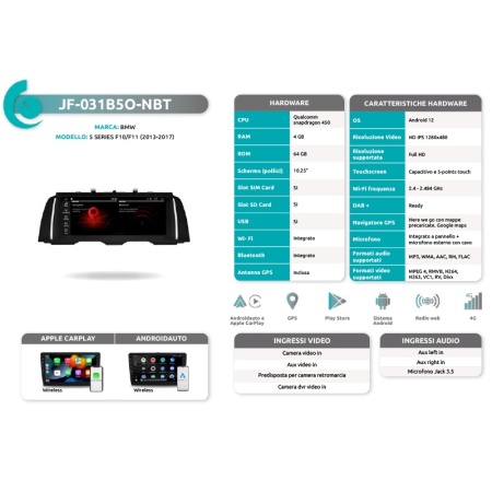 Autoradio per BMW Serie 5 F10/F11 dal 2013 al 2017 JF Sound JF-031B5O-NBT - Img 3