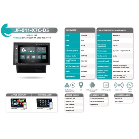 Autoradio per Fiat Ducato 250 dal 2006 al 2010 e dal 2014 JF Sound JF-011-D5 - Img 4
