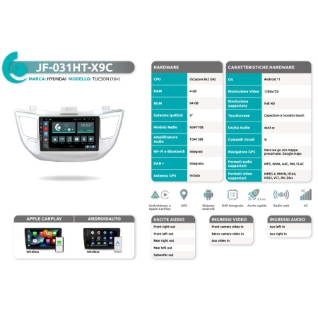 Autoradio per Hyundai Tucson dal 2015 al 2021 JF Sound JF-031HT - Img 6
