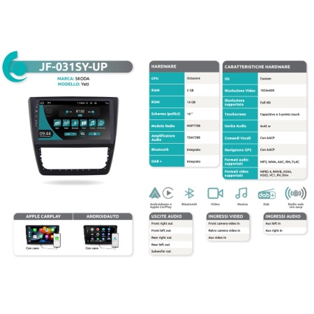 Autoradio per Skoda Yeti 2014 con clima manuale JF Sound JF-031SY - Img 2