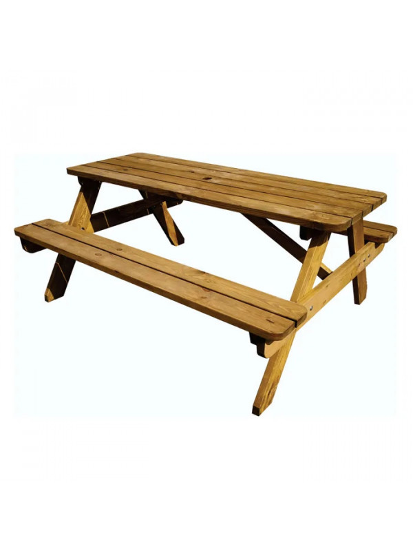Set masa dreptunghiulară, cu 2 bănci, pentru grădina, din lemn 160 x 70 x 128 cm