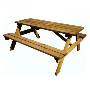 Set masa dreptunghiulară, cu 2 bănci, pentru grădina, din lemn 160 x 70 x 128 cm