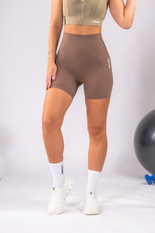 High-Waist Lift Shorts, Caramel Brown