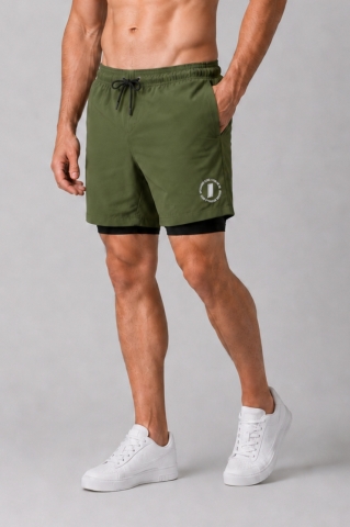 StrongFit 2-in-1 Man Shorts, Green