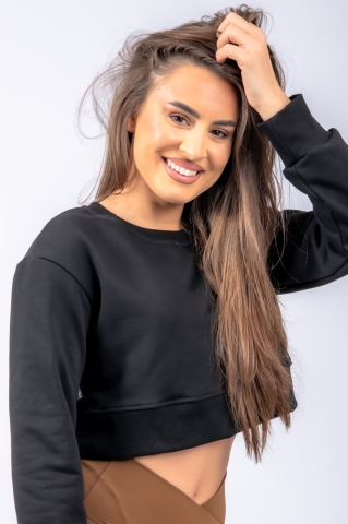 bluza top crop leggance, neagra